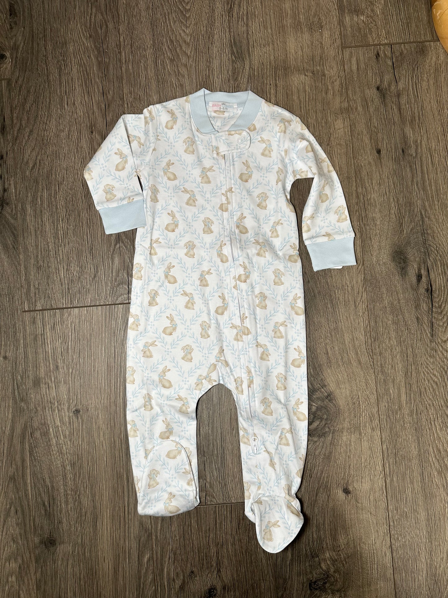 Blue Easter Bunnies Pima Footies