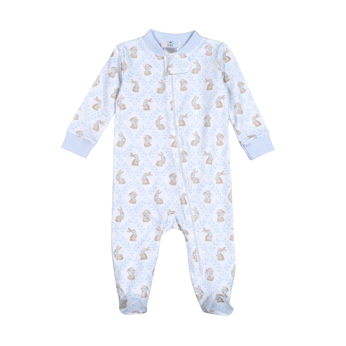 Blue Easter Bunnies Pima Footies