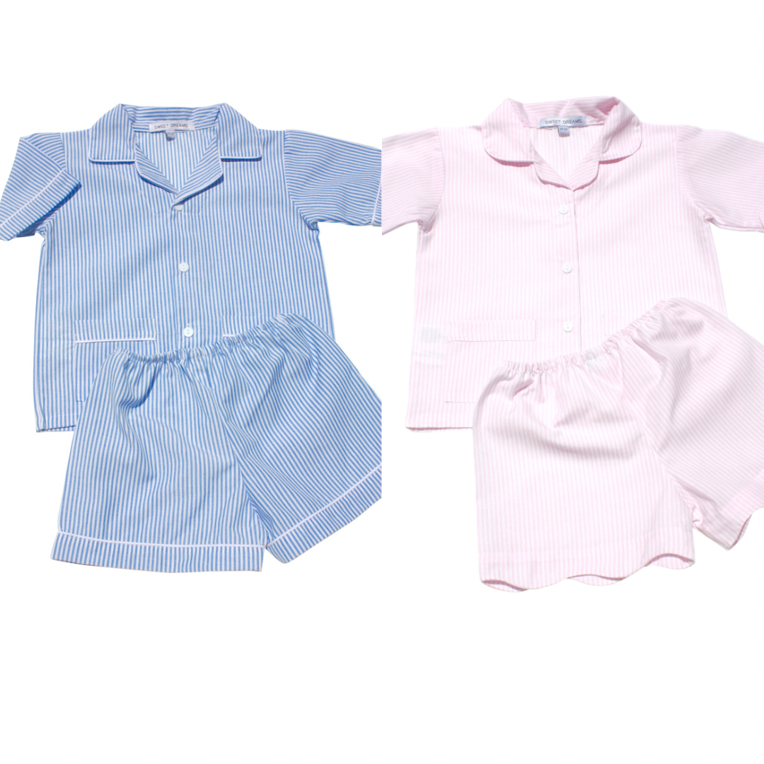 Pinstripe Pjs Shorts Sets Multiple Colors
