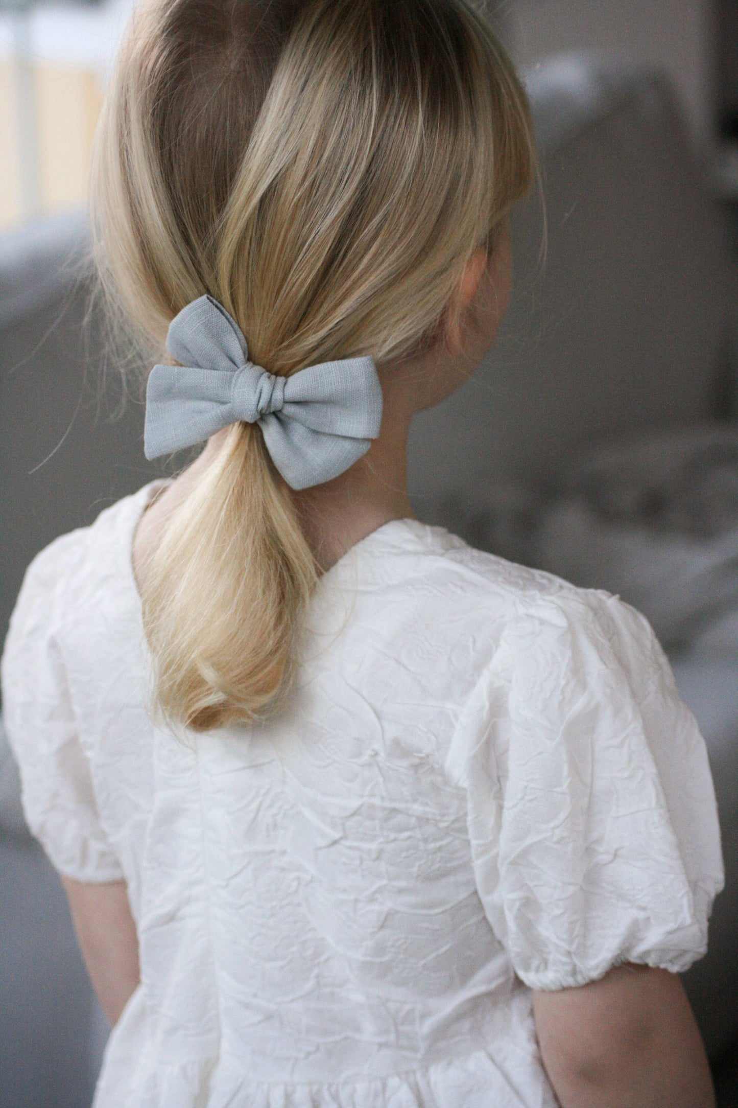 Ester Linen Bow - Ice Blue