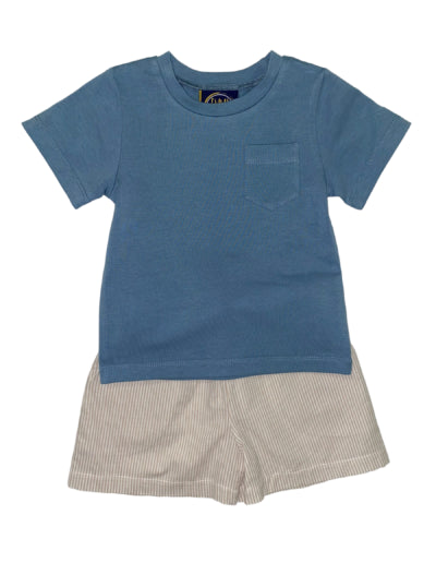 Noah Short Set Blue & Khaki Stripe