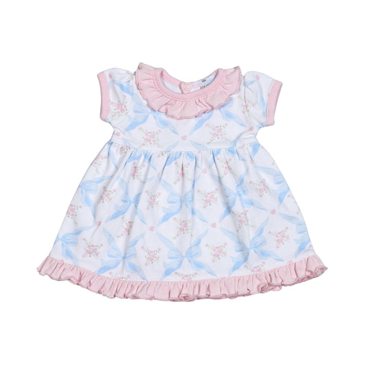 Blue Bows Pima Doll Gown