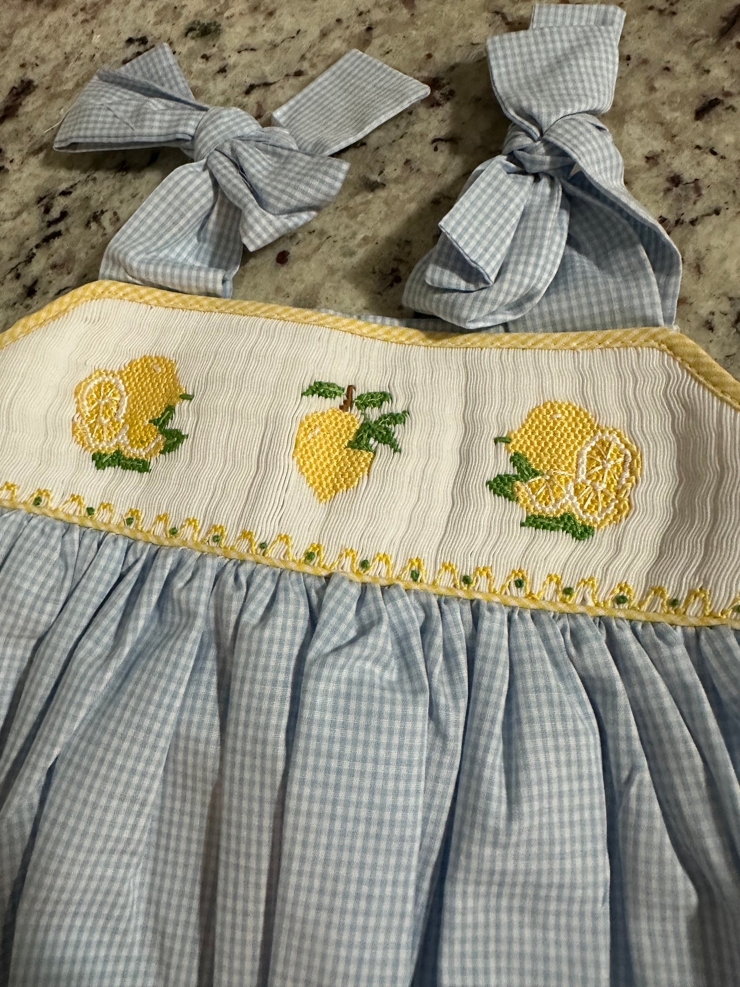 Lemon Hand Smocked Bubble