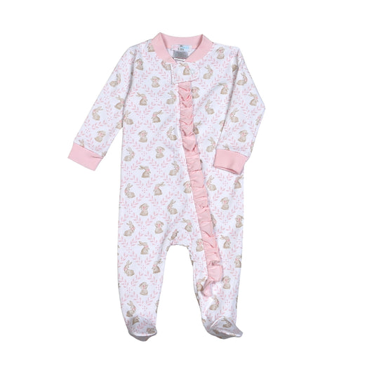 Pink Easter Bunnies Pima Footies