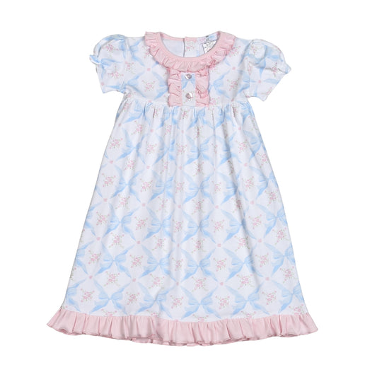 Blue Bows Pima Morning Gown