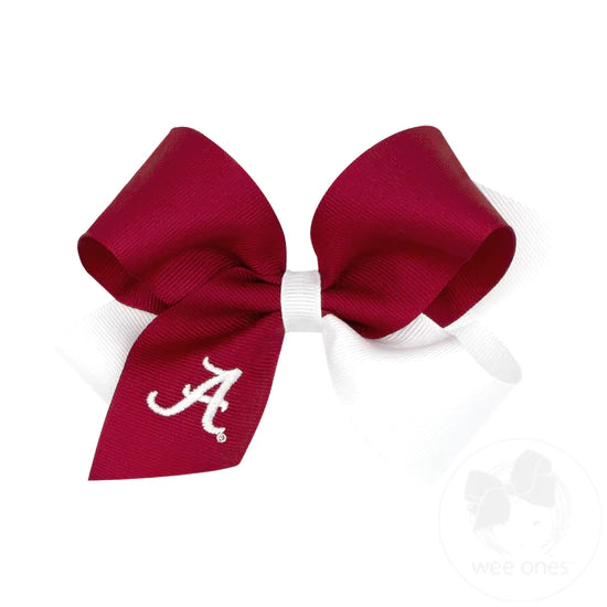 Medium Two-tone Collegiate Embroidered Hair Bow Alabama*