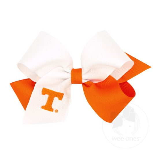 Medium Two-tone Collegiate Embroidered Hair Bow Tennessee*