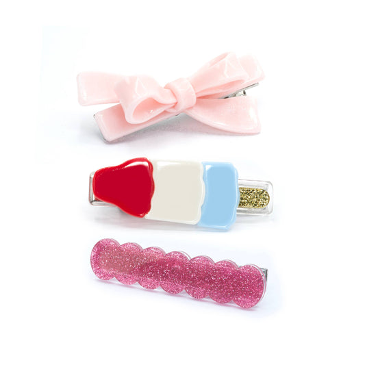 Popsicle & Pink Hair Clips