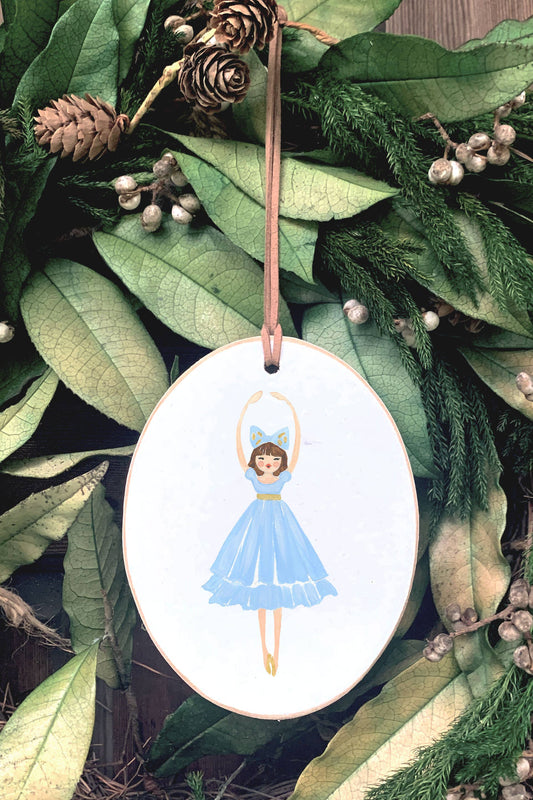 Blue Ballerina Wooden Ornament