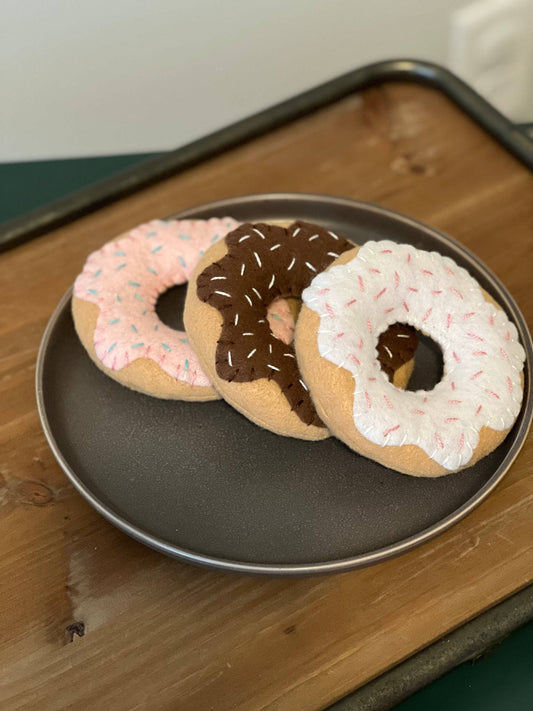 Set of 3 Felt Play Food Donuts