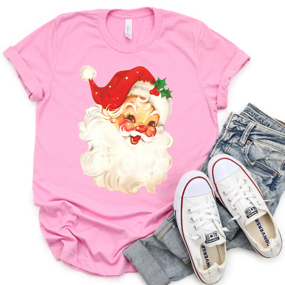 Vintage Santa Face Pink