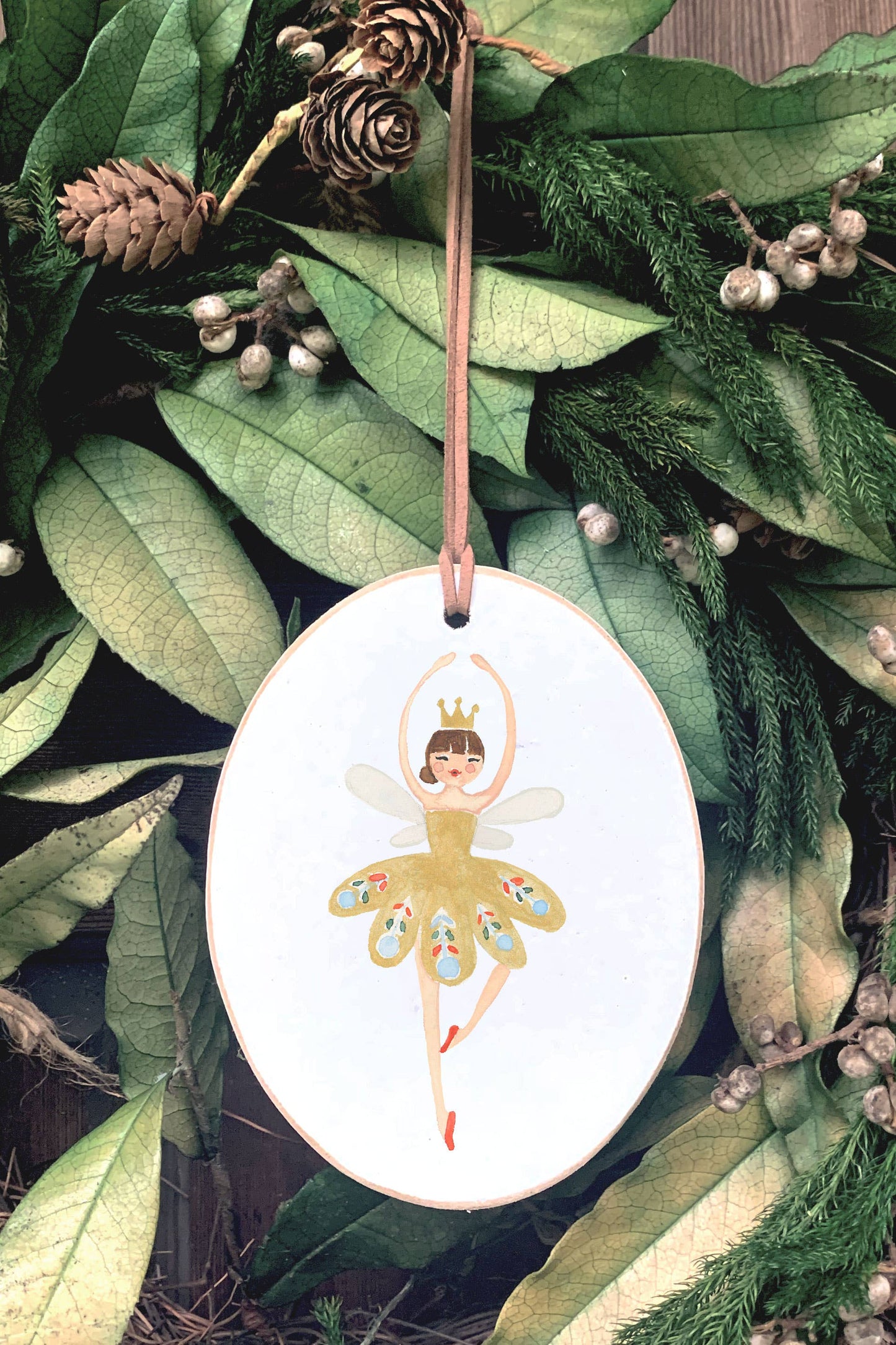 Gold Ballerina Wooden Ornament