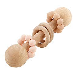 Silicone & Wood Rattle (Blush)